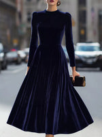 Robe Velours Manches Longues Ligne A - Luxe Intemporel & Glamour | Silhouette-Chic