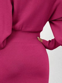 Robe Pull Moulante Manches Lanternes - Tricot Élégant | Silhouette-Chic