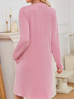 Langärmeliges Rippstrickkleid – Viskose