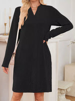 Langärmeliges Rippstrickkleid – Viskose