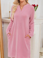 Langärmeliges Rippstrickkleid – Viskose