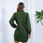 Robe Pull Longue Col Roulé Boutons Hiver