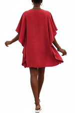 Robe Mini Col V Manches Papillon Volantées Poche Poitrine