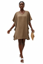 Robe Mini Col V Manches Papillon Volantées Poche Poitrine