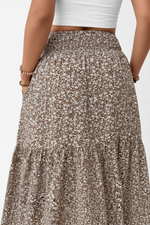 Jupe Longue Fleurie Smockée À Volants Étagés Grande Taille - Liberté Boho | Silhouette-Chic