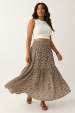 Jupe Longue Fleurie Smockée À Volants Étagés Grande Taille - Liberté Boho | Silhouette-Chic