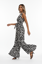 Combinaison & Robe Léopard – Col en V & Taille Froncée | Silhouette-Chic