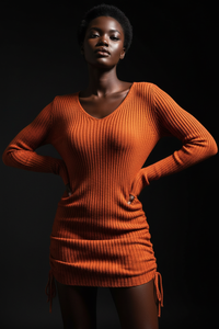 Plus-Size-Rippstrickkleid mit Kordelzug
