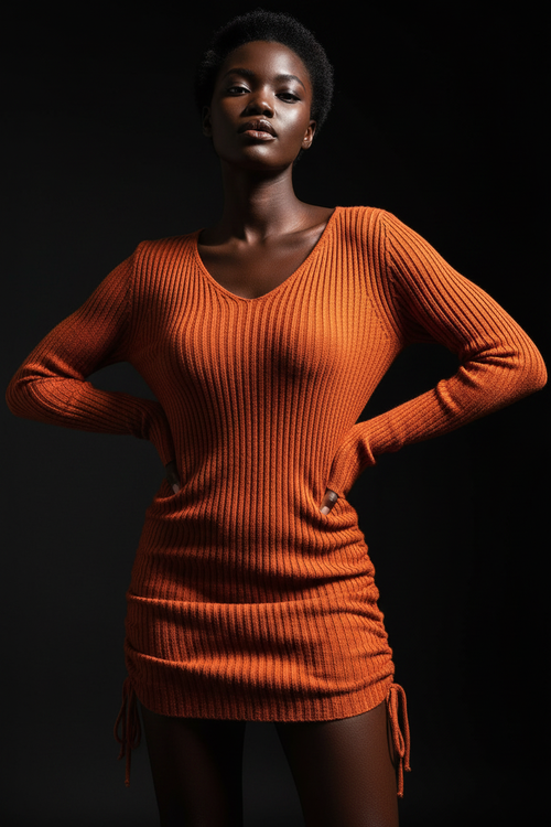 Plus-Size-Rippstrickkleid mit Kordelzug