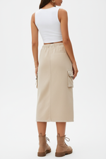 Jupe Midi Denim Extensible - Taille Cordon Ajustable et Fentes Élégantes | Silhouette-Chic