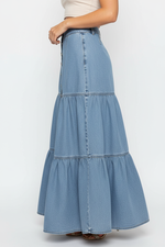 Jupe Denim Étagée à Boutons Volants - Style Bohème Féminin S-XL | Silhouette-Chic