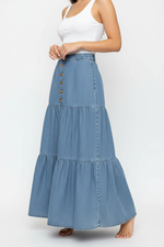 Jupe Denim Étagée à Boutons Volants - Style Bohème Féminin S-XL | Silhouette-Chic