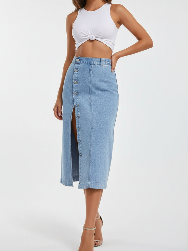 Jeansrock mit Knopfleiste – Zeitloser Klassiker im Denim-Stil | BLACK-COAT