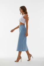 Jupe en Jean à Boutons Devant - Style Denim Classique Intemporel | Silhouette-Chic