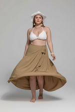 Jupe Grande Taille Asymétrique High-Low Ceinture à Nouer - Style Moderne Inclusif | Silhouette-Chic