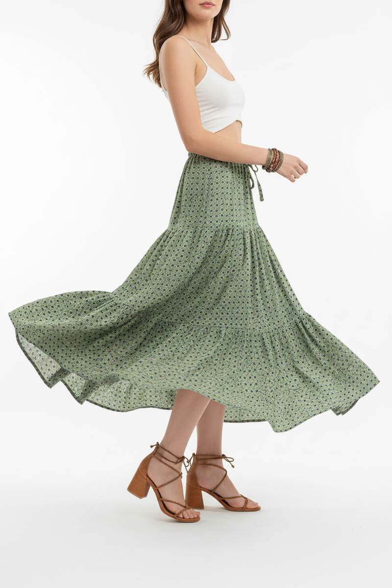 Boho-Maxirock mit Muster und Stufenrüschen
