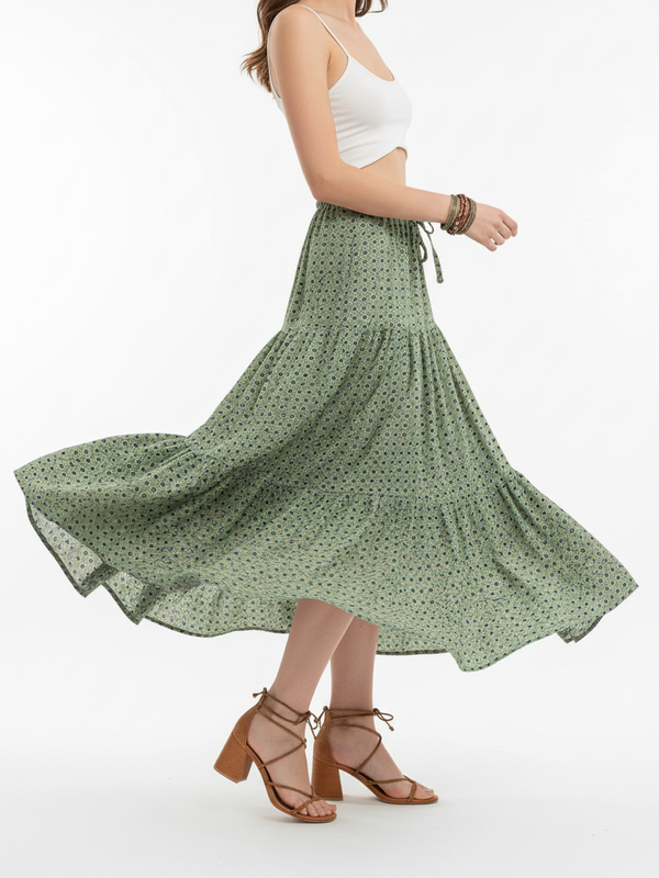 Boho-Maxirock mit Muster und Stufenrüschen
