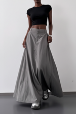 Jupe Maxi Cargo Froissée – Taille Basse, Volume & Fente | 3 Coloris