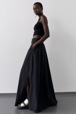 Jupe Maxi Cargo Froissée – Taille Basse, Volume & Fente | 3 Coloris
