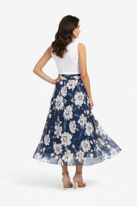 Maxirock mit Blumenmuster und Bindegürtel – Boho-Stil, Übergrößen S-3XL