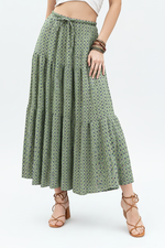 Jupe Maxi Bohème à Imprimé et Volants Étagés - Style Libre & Féminin | Silhouette-Chic