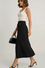Jupe Midi à Boutons et Poches - Élégance Décontractée Polyvalente | Silhouette-Chic