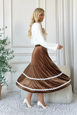 Jupe Midi en Velours à Volants Étagés - Élégance Luxueuse | Silhouette-Chic