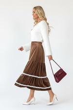 Jupe Midi en Velours à Volants Étagés - Élégance Luxueuse | Silhouette-Chic