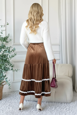 Jupe Midi en Velours à Volants Étagés - Élégance Luxueuse | Silhouette-Chic