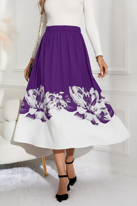 A-Linien-Midirock mit Blumenmuster – Eleganter, femininer Stil (Größen S–2XL)