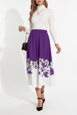 Jupe Midi Ligne A Imprimé Floral - Style Féminin Élégant S-2XL