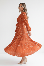 Robe Midi Pois Nœud Frontal Jupe Plissée - Style Vintage Chic | Silhouette-Chic