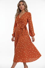 Robe Midi Pois Nœud Frontal Jupe Plissée - Style Vintage Chic | Silhouette-Chic