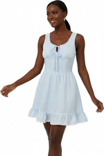 Mini Robe Vichy à Dentelle & Nœud — Élégance Estivale Féminine | Silhouette-Chic