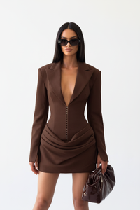 Mini-Blazer-Kleid in Übergröße mit langen Ärmeln