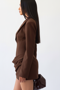 Mini-Blazer-Kleid in Übergröße mit langen Ärmeln