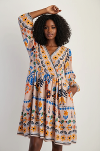 Robe Bohème Imprimé Floral à Manches Longues - L'Élégance Artistique | Silhouette-Chic