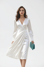 Robe Cache-Cœur Manches Longues - Élégance Féminine Intemporelle | Silhouette-Chic