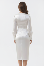 Robe Cache-Cœur Manches Longues - Élégance Féminine Intemporelle | Silhouette-Chic