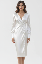 Robe Cache-Cœur Manches Longues - Élégance Féminine Intemporelle | Silhouette-Chic