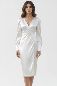 Robe Cache-Cœur Manches Longues - Élégance Féminine Intemporelle | Silhouette-Chic