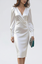 Robe Cache-Cœur Manches Longues - Élégance Féminine Intemporelle | Silhouette-Chic