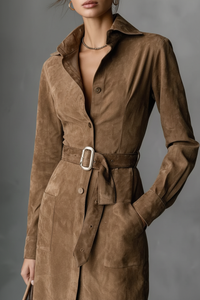 Robe Chemise Manches Longues Boutons Frontaux - Élégance Polyvalente | Silhouette-Chic