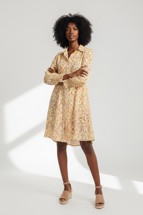 La Robe des Belles Journées — Chemise Florale Champêtre Manches Longues | Silhouette-Chic
