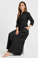 Robe Maxi Denim Butonnée Grande Taille - Style Polyvalent Confort | Silhouette-Chic