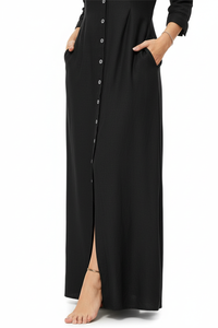 Robe Maxi Denim Butonnée Grande Taille - Style Polyvalent Confort | Silhouette-Chic