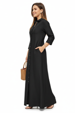Robe Maxi Denim Butonnée Grande Taille - Style Polyvalent Confort | Silhouette-Chic