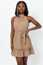 Robe Col Halter Ourlet à Volants Coupe A-Line - L'Élégance Féminine