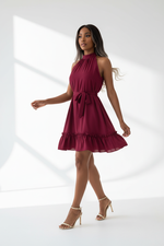 Robe Col Halter Ourlet à Volants Coupe A-Line - L'Élégance Féminine