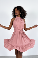 Robe Col Halter Ourlet à Volants Coupe A-Line - L'Élégance Féminine